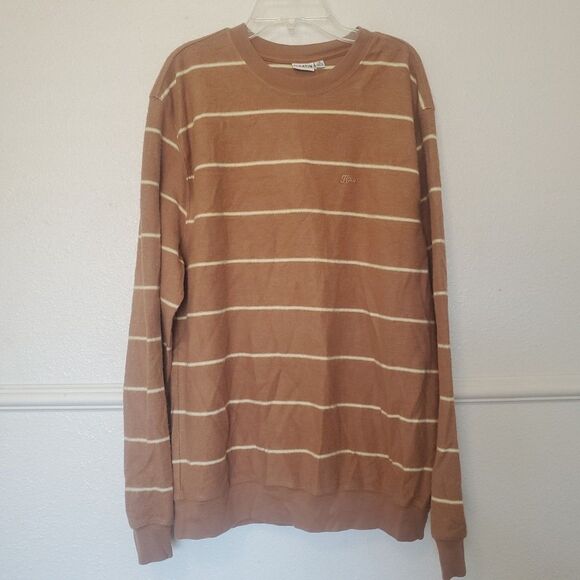 Katin Sweatshirt Mens Large Parks Reverse Fleece Striped Crew Neck Pullover Soft - Picture 1 of 16